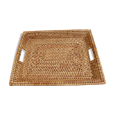 Tray with handles rattan