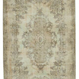Anatolian handwoven vintage 1970s beige carpet 160 cm x 264 cm