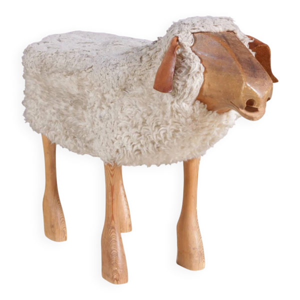 Sculpture, tabouret mouton par Peter Krafft, Allemagne années 1960