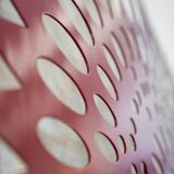 Square wall lamp in red wood and rice paper, prod. Steelline 1980