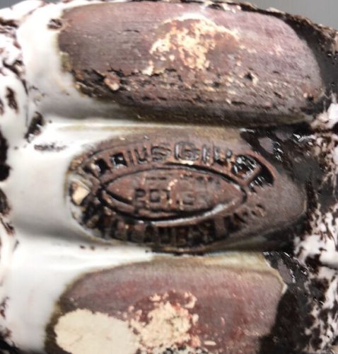 Triple candlestick Fat Lava signed Marius Giuge rare vintage Vallauris