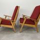 Pair of 50s vintage boomerang armchairs velvet and wood