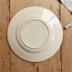 Ivory ironstone dessert plate – Pale blue and orange borders