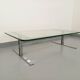 Vintage coffee table in transparent glass and cast aluminum from the 70s