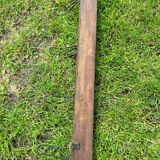 Old wood coat rack, 4 metal hooks