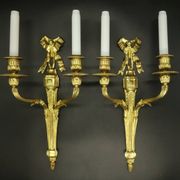 Pair of large sconces with Louis XVI style knots, late 19th century - bronze