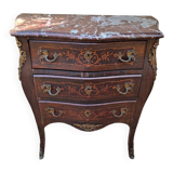Chest of drawers Chest of drawers with curved marquetry front and sides opening with three drawers on three rows
