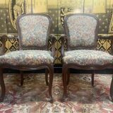 Paire de fauteuils de style Louis XV en chêne