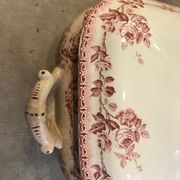 Tureen in faience choisy the king nineteenth floral decoration of roses
