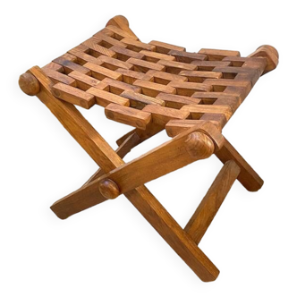 Folding stool, articulated, exotic wood, 1960