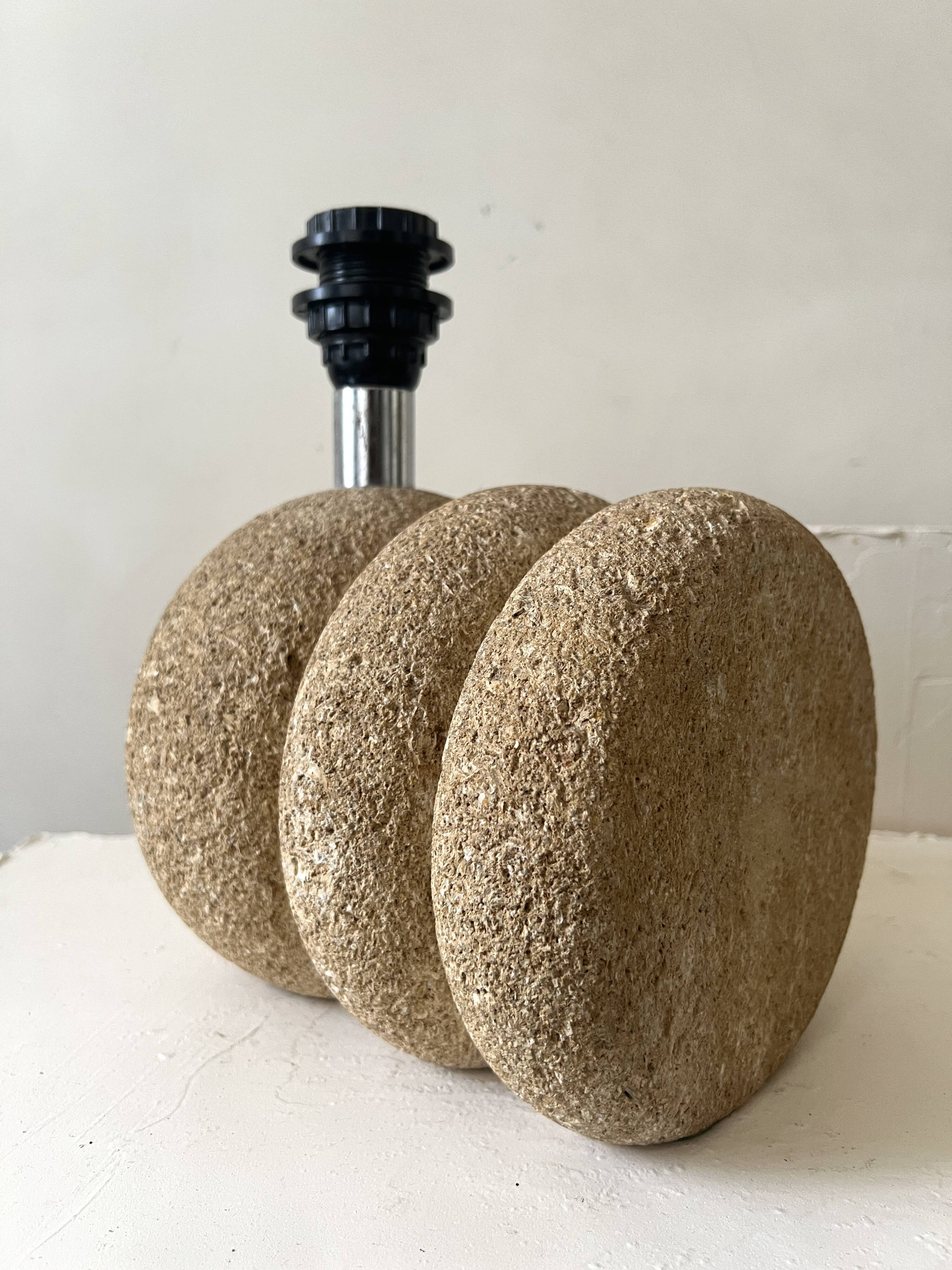 Sculptural lamp base in limestone by Albert Tormos or Fratelli.