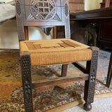 Old wooden straw chair in good condition