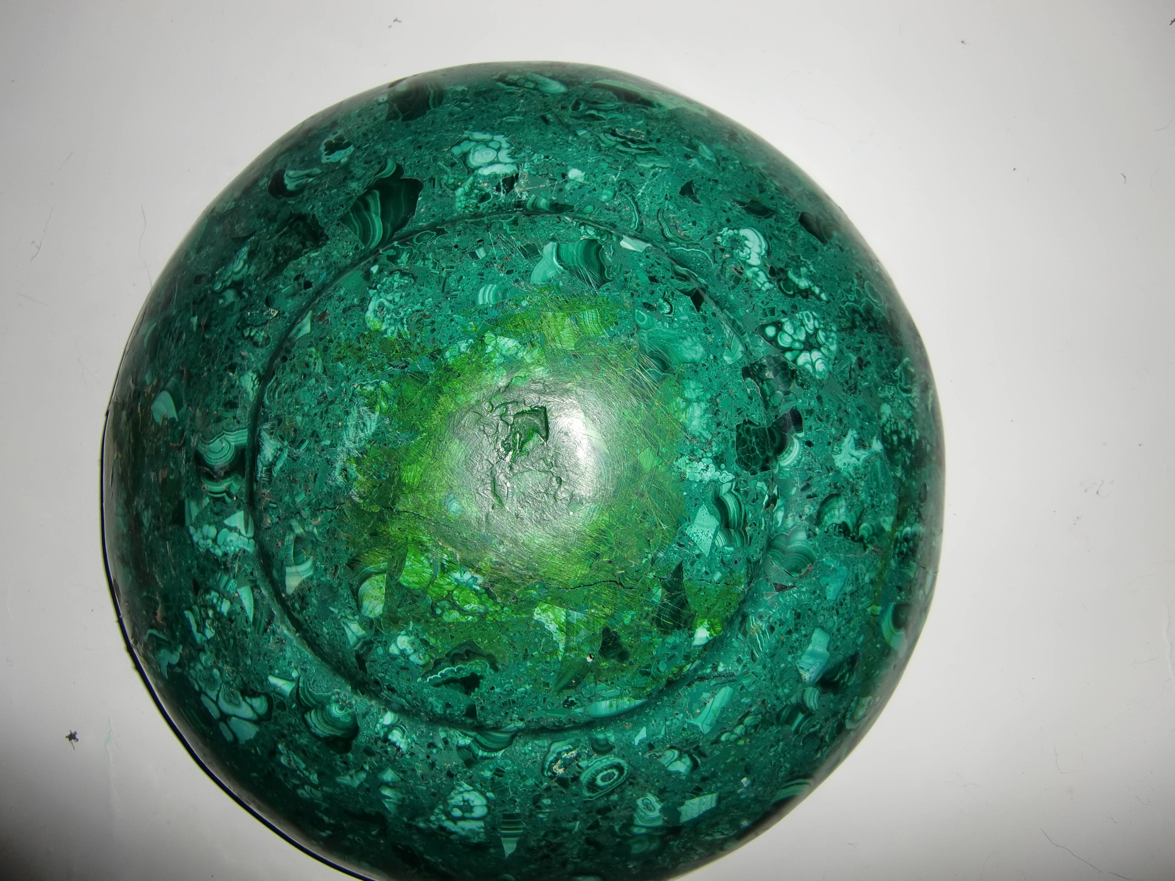 Small salad bowl in genuine Malachite