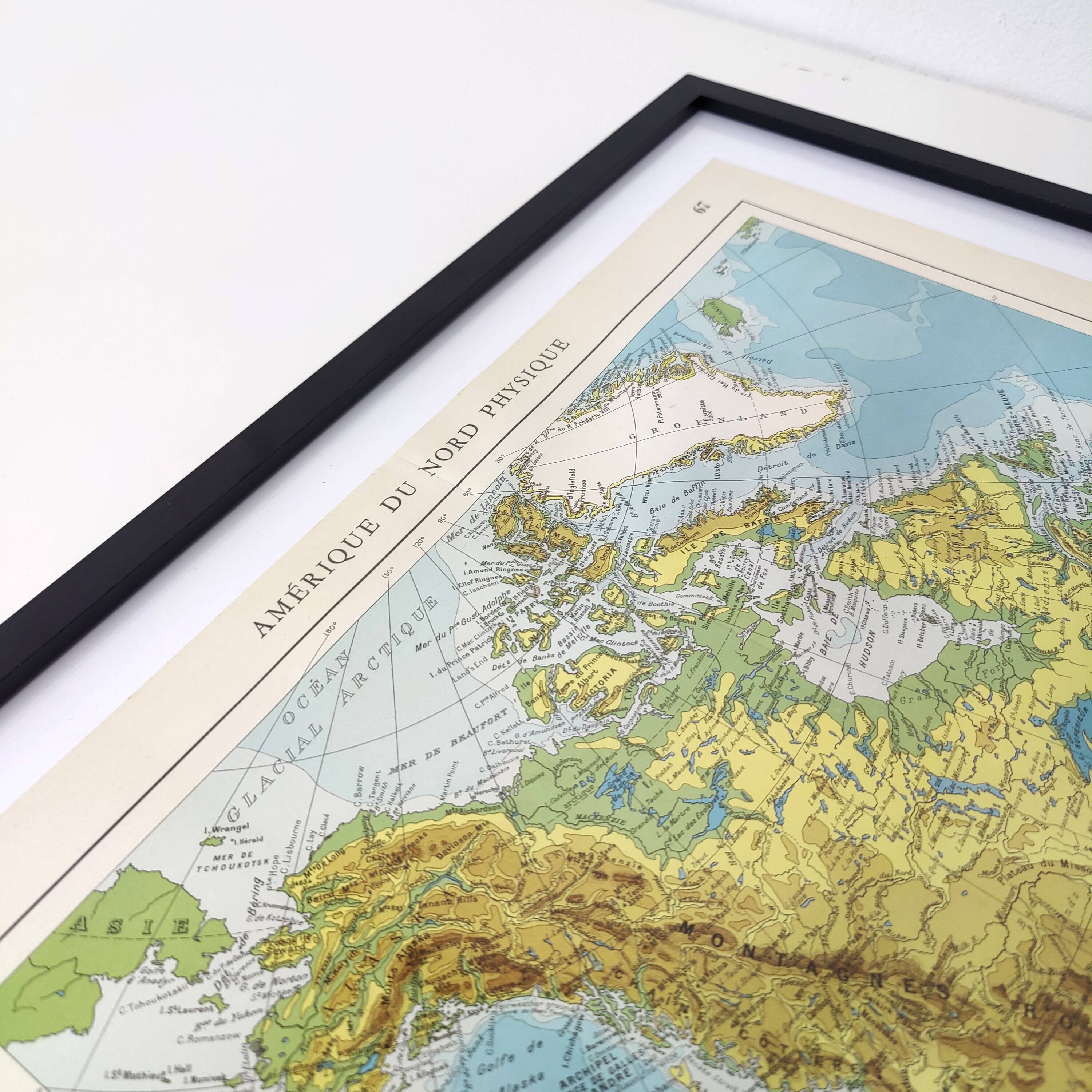 Carte Amérique du Nord vintage de 1950