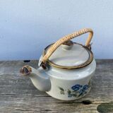 Chinese ceramic and rattan teapot