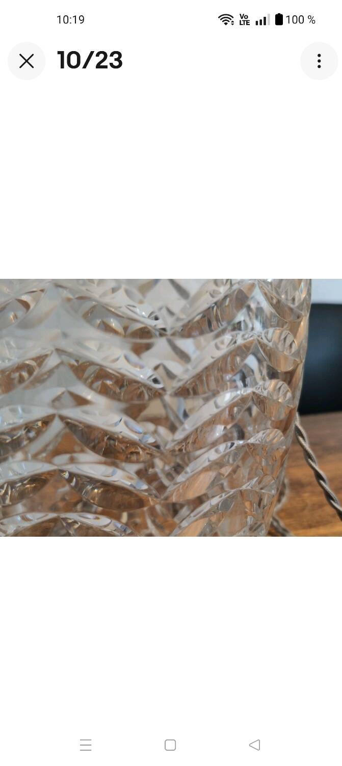 Large 1980s Lamp with Crystal Base/Vase/Handcrafted Lampshade - Unique Piece