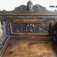 Solid wood chest, carved, with backrest, feet and armrests