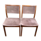 2 Scandinavian Baumann chairs in solid wood and purple velvet, 1960.