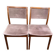 2 Scandinavian Baumann chairs in solid wood and purple velvet, 1960.