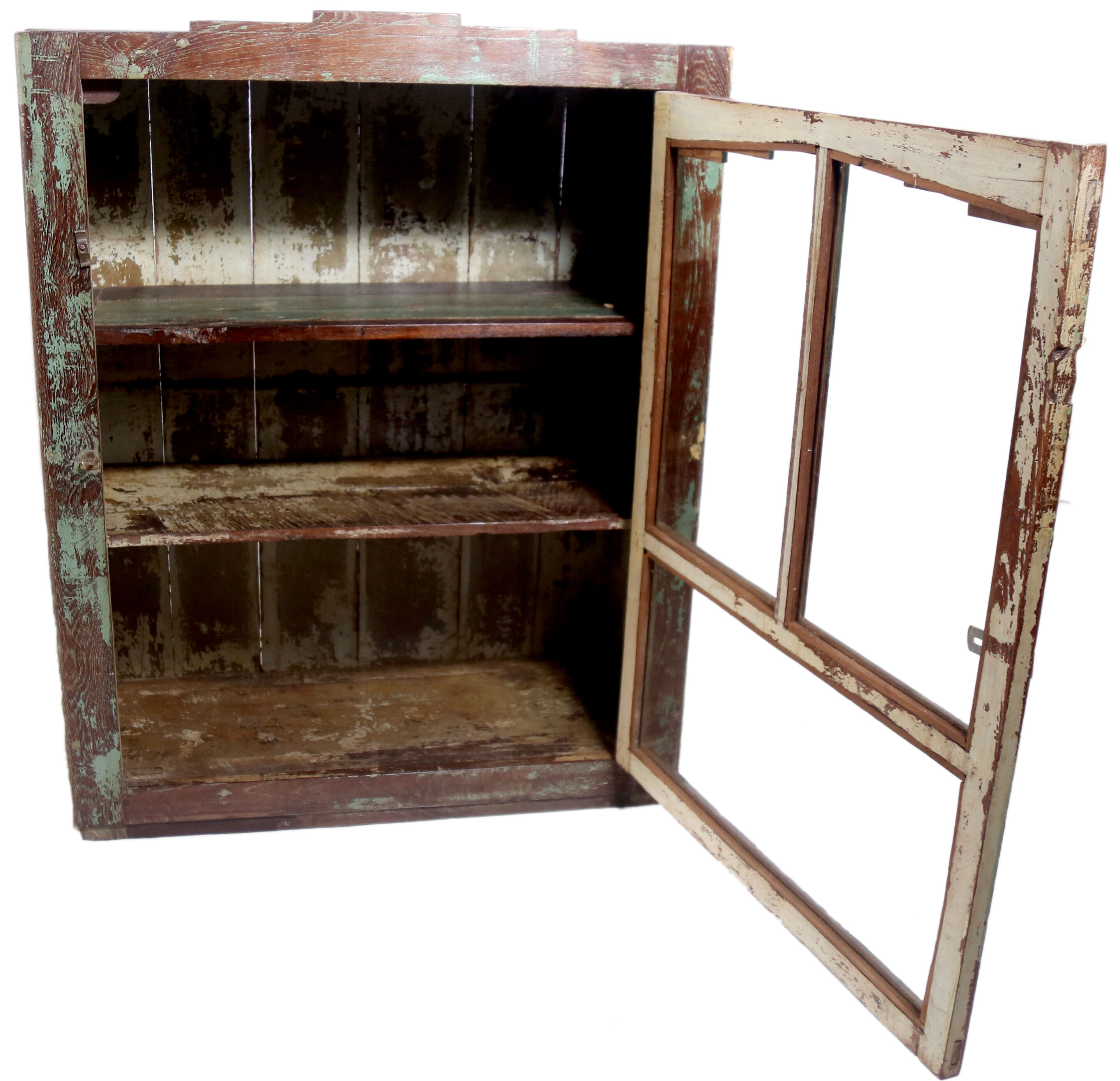 Vaisselier vitrine en teck birman ancien