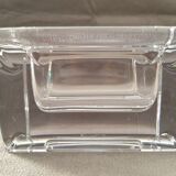 Gros cendrier en cristal massif moderniste design monogramme "sa" art
