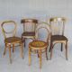 Set of 4 mismatched bistro chairs, from 1910 to 1935