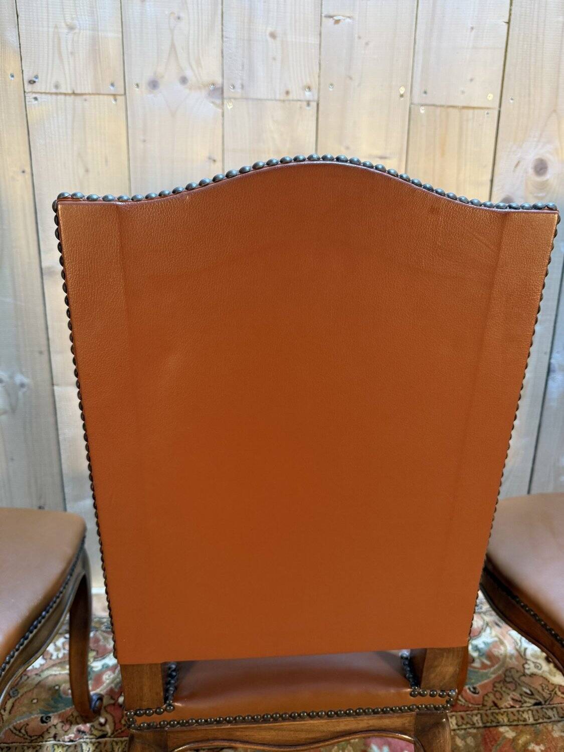 Set of 4 Louis XV style chairs in leather.