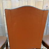 Set of 4 Louis XV style chairs in leather.