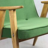 Light green velvet 366 lounge chair by Józef Chierowski, 1970s
