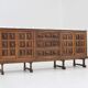 Buffet brutaliste espagnol en bois massif et marbre