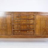 Low Sidebaord In Rosewood With Brass Handles From 1950s