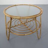 Italian Bamboo & Glass Coffee Table, 1950s