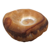 Brown-orange ashtray and pocket tray in natural agate, vintage 1970s.