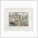 Helena Ribeiro drawing on paper 1987 - Dated and signed lower right
