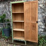 Antique Parisian bonnet wardrobe with khaki patina