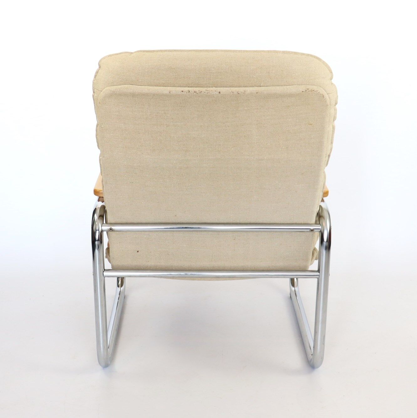 Leather and chrome armchair 70s