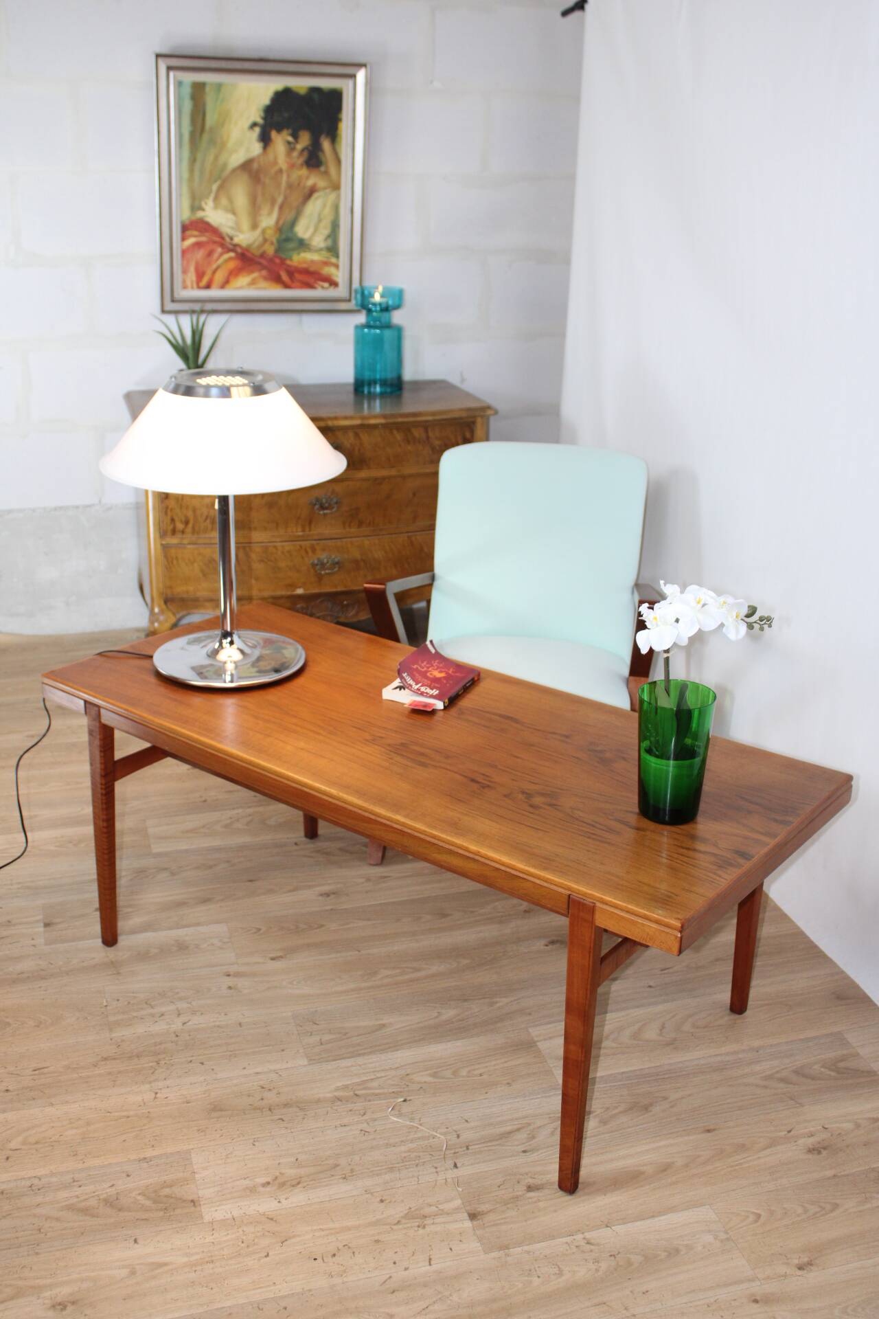 Vintage coffee table 150x60 teak 1960 denmark
