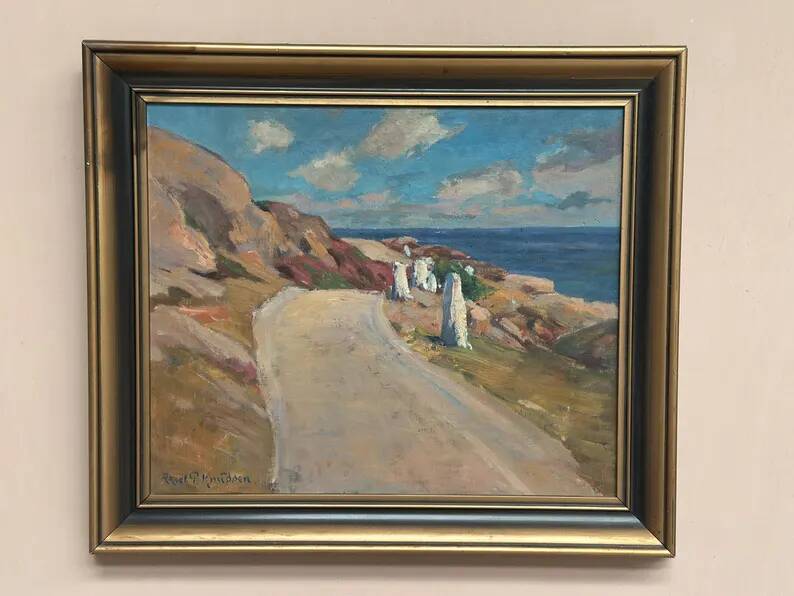 Original Swedish Oil on Canvas – “The Way” by Aksel G Knůdsen – Signed, Vintage & Framed – 52 x 45 cm (24" x 20")