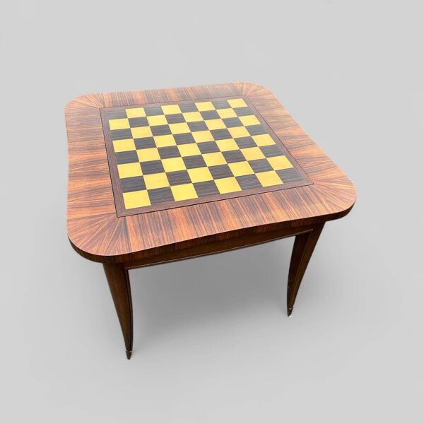 Table à jeu de style art déco en acajou et bois de placage