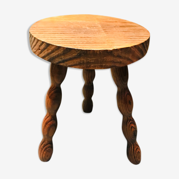 Tabouret tripode bois pieds tournés