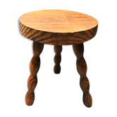 Tabouret tripode bois pieds tournés