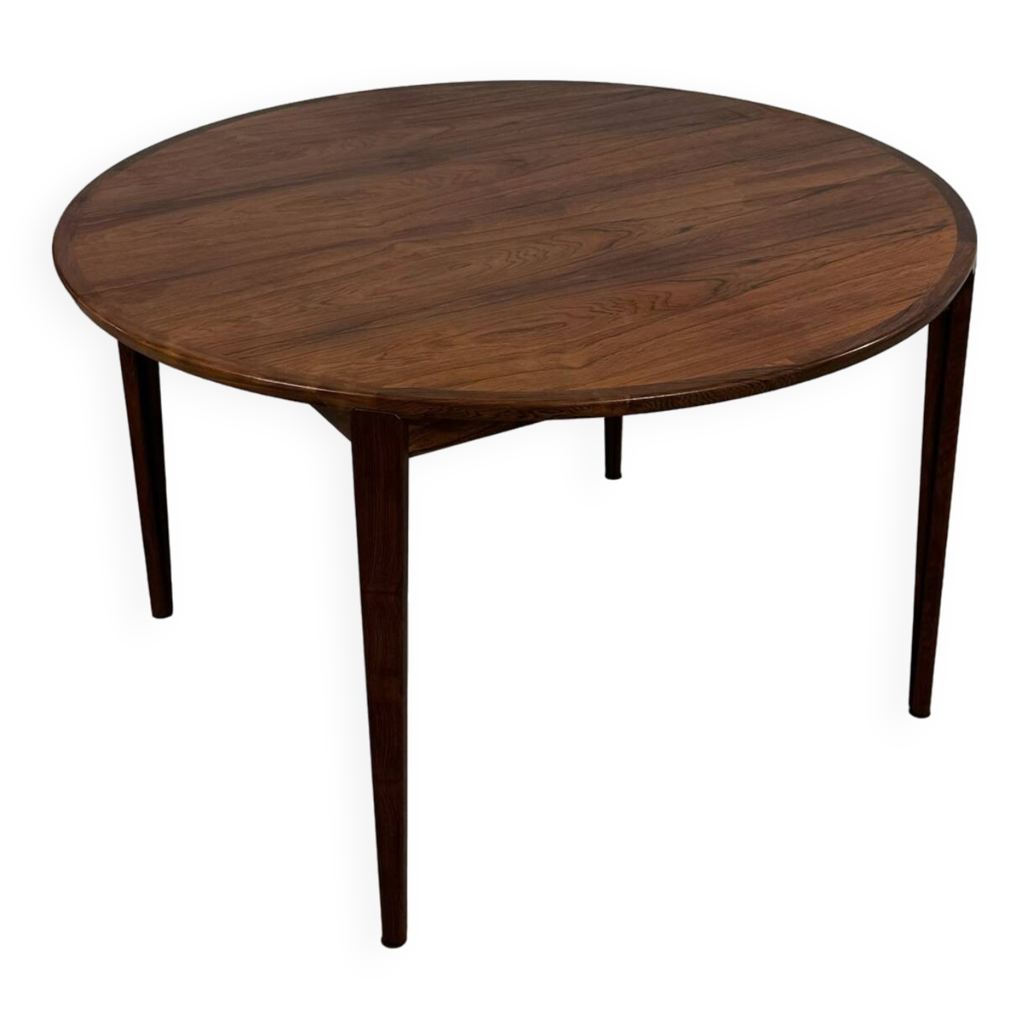 Mid-Century Round Dining Table in Palisander Henry Rosengren Hansen, Denmark 1960s