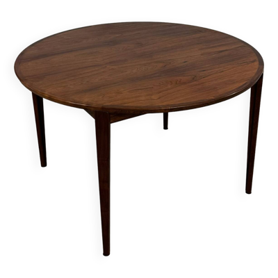 Table à manger ronde du milieu du siècle en palissandre Henry Rosengren Hansen, Danemark, années 1960