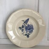 Set of 20 Digoin soup plates, blue rose patterns