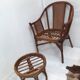 Rattan armchair with its footrest 70s