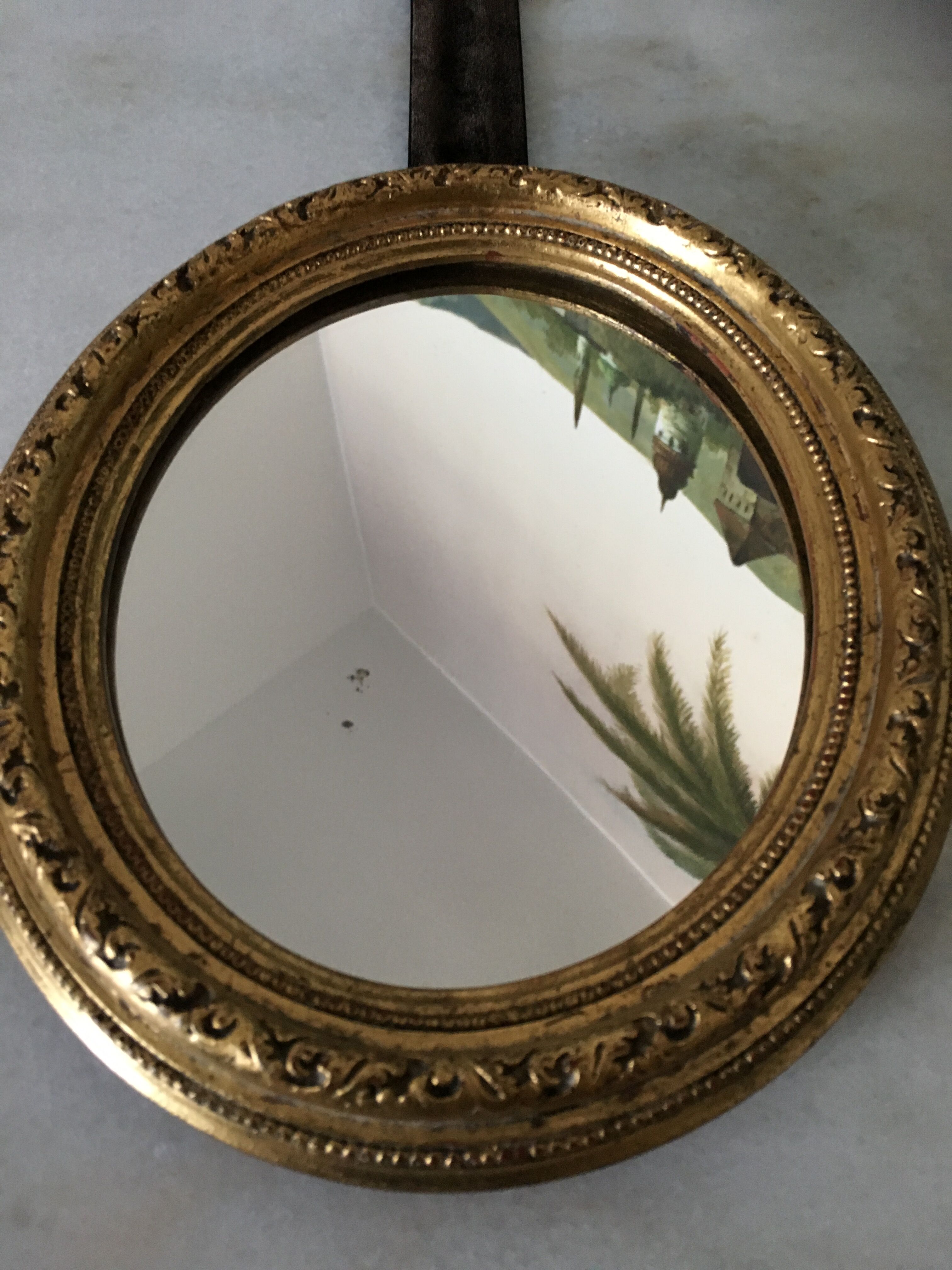 Oval wall mirror frame Golden plaster 22cm