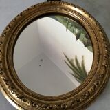 Oval wall mirror frame Golden plaster 22cm