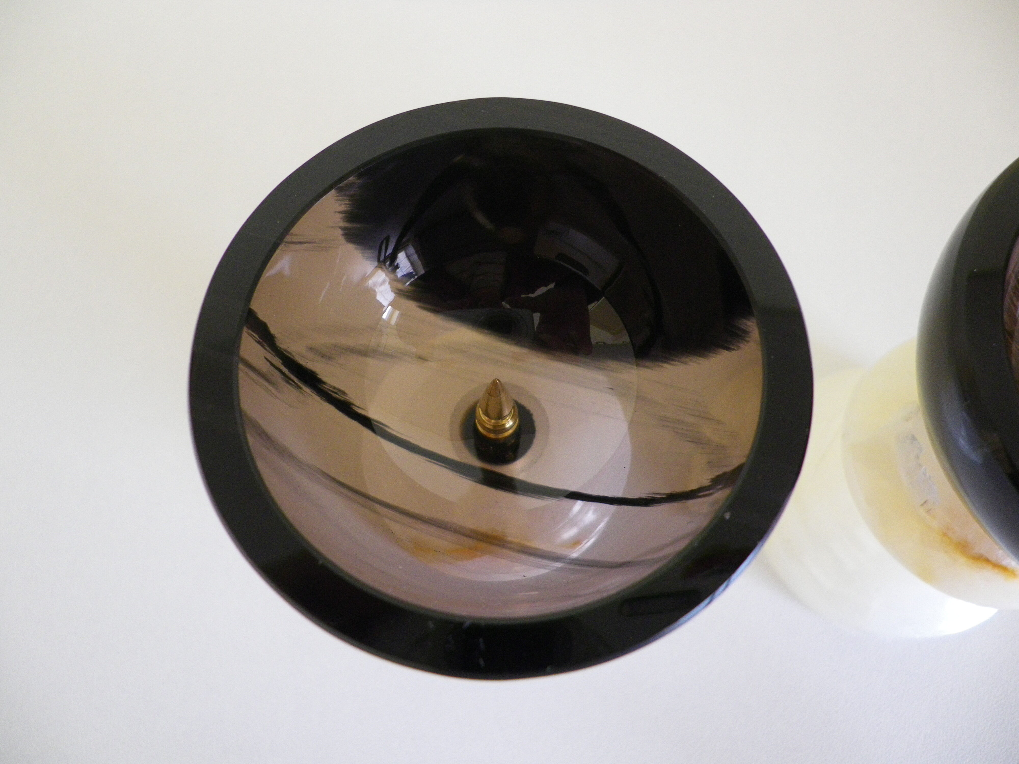 Pair of candlesticks in Crystal and onyx stone