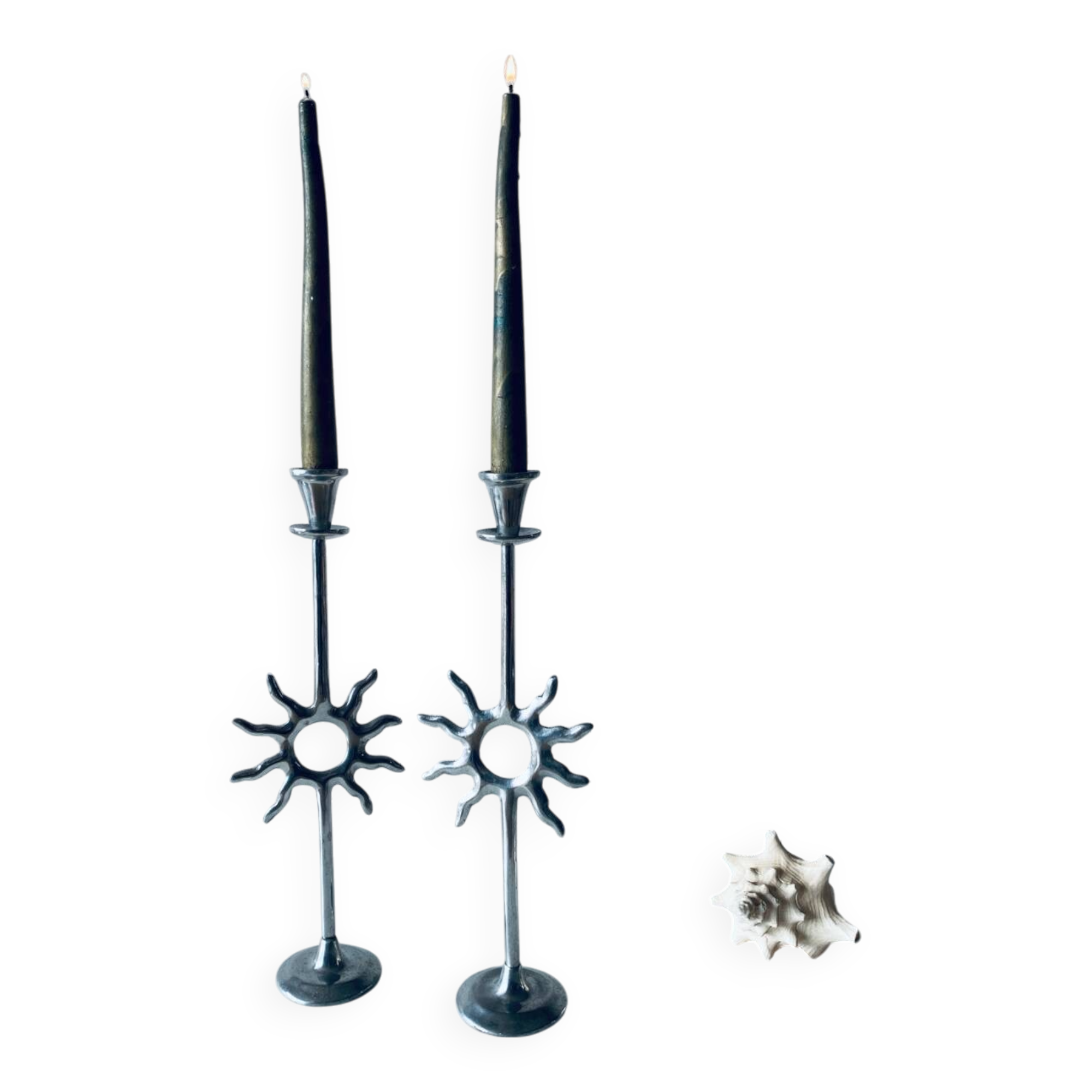 Pair of sun candle holders