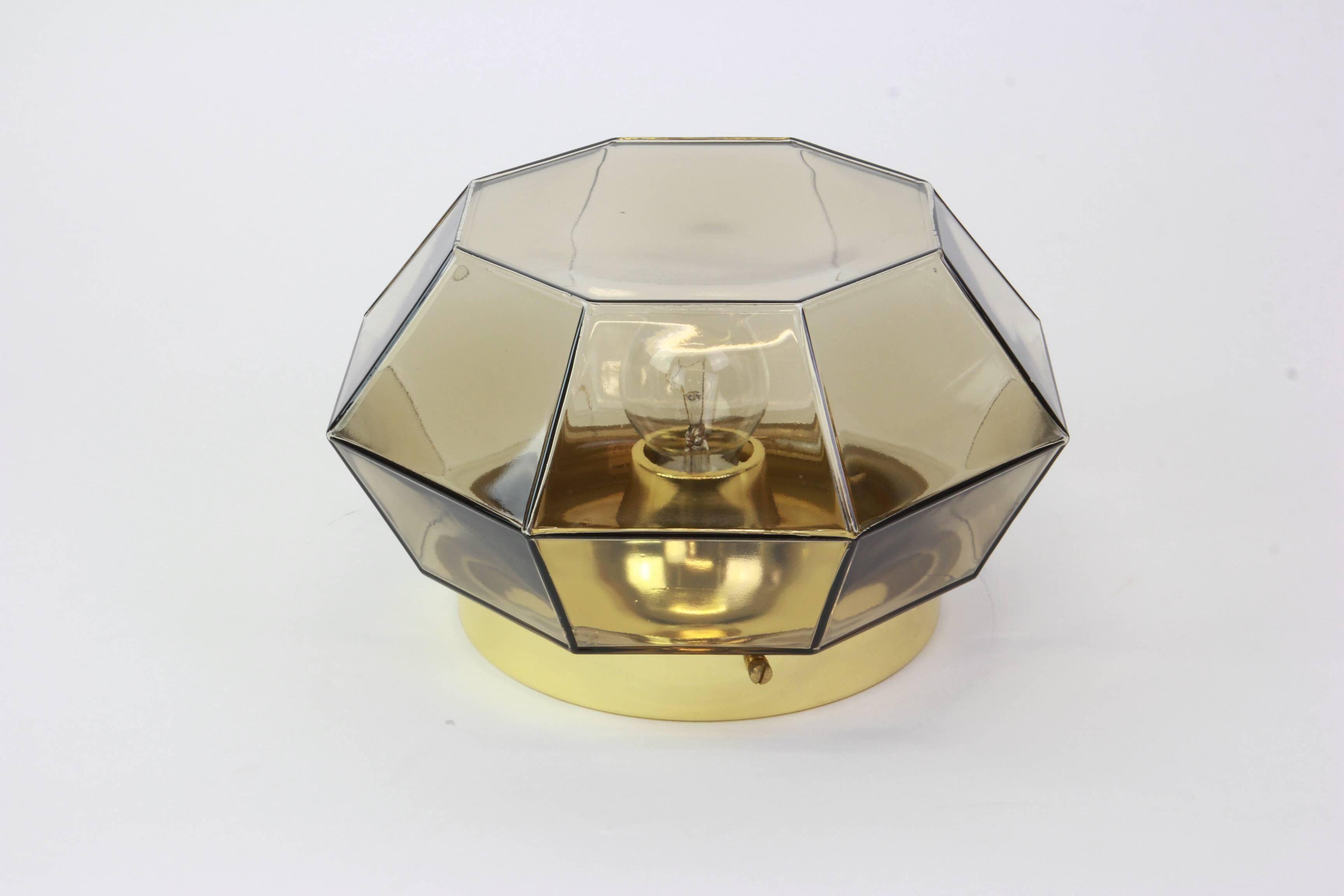 Iron and clear glass ceiling light by Limburg, Germany, 1960s